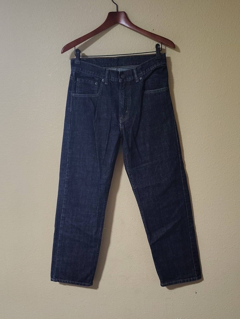 Levi's 505 100% Cotton Straight Leg Jeans Size 18 29x29 Dark Black Wash Retro